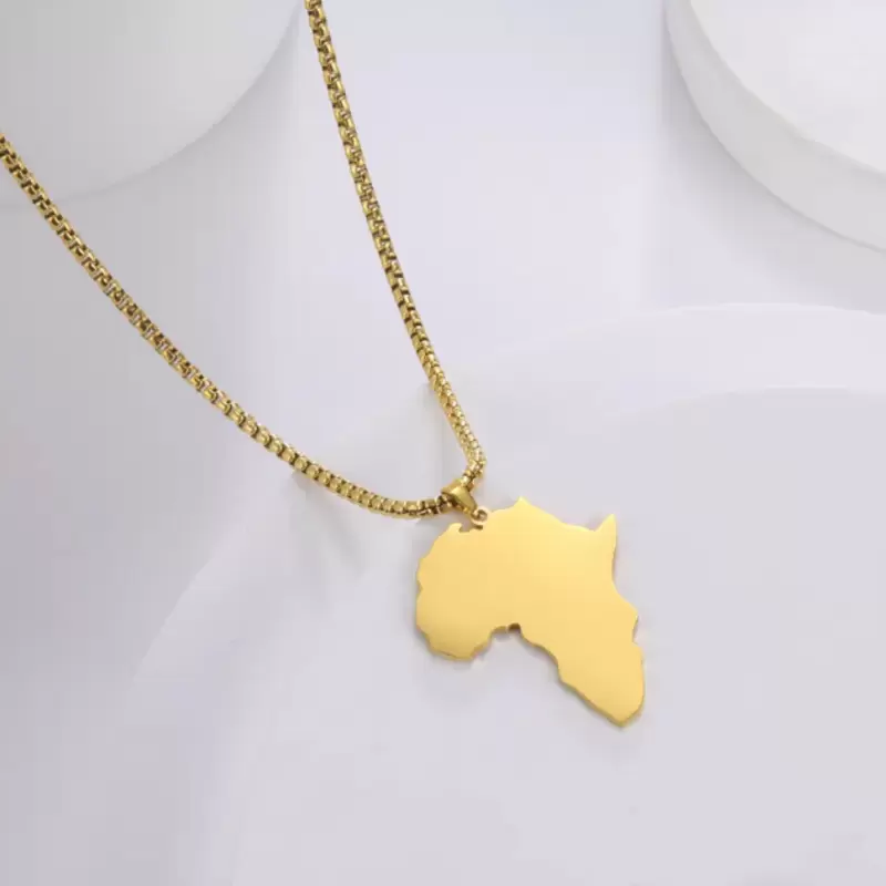 Ciondolo Africa in acciaio placcato oro personalizzabile