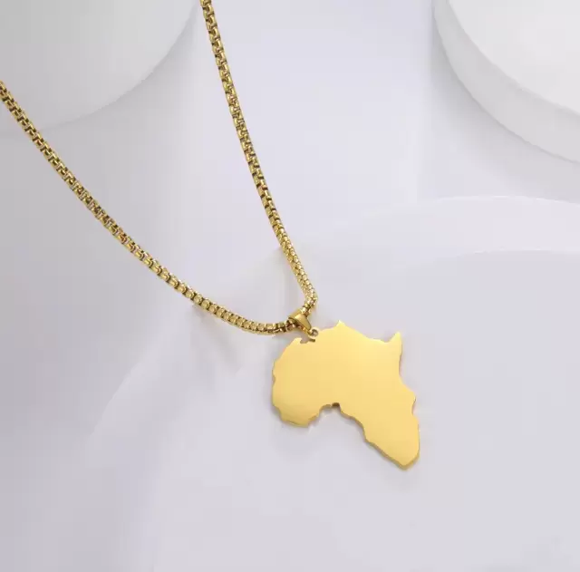 Ciondolo Africa in acciaio placcato oro personalizzabile
