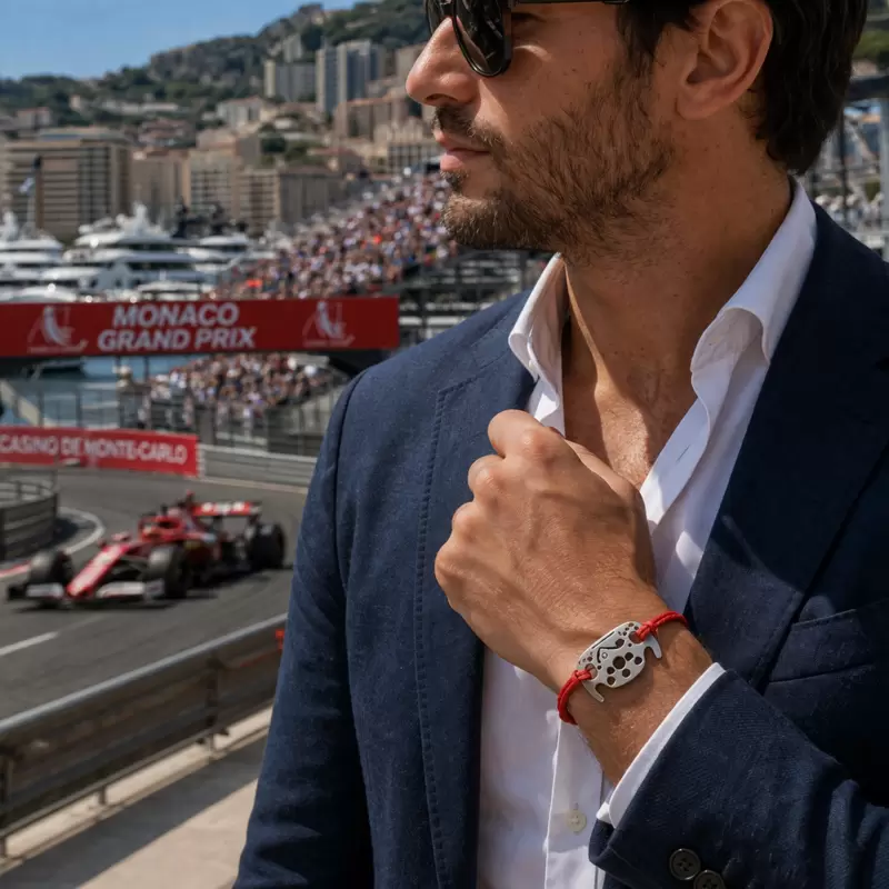 Stainless Steel customizable Formula 1 Flying Bracelet with Monte Carlo circuit silhouette and natural diamond