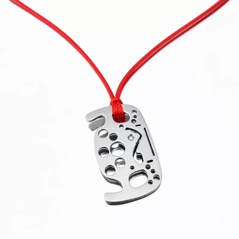 Ciondolo Volante Formula 1 in acciaio con silhouette circuito di Montecarlo e diamante naturale