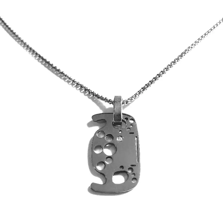 Collana-Ciondolo Volante Formula 1 con diplay personalizzabile,diamante naturale e catena in acciaio  