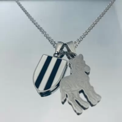 Black white shield and zebra stainless steel charms necklace 