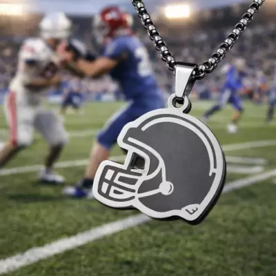  Collana con ciondolo casco football americano personalizzabile in acciaio 