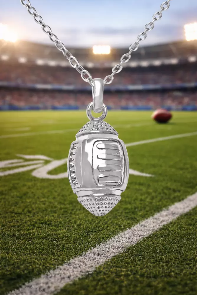 Collana con ciondolo pallone football americano personalizzabile in acciaio  