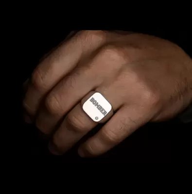 Anello del Bomber CIRCUITI in acciaio personalizzabile versione DELUXE con diamante naturale 