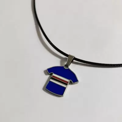 Ciondolo charm maglia blucerchiata in acciaio 