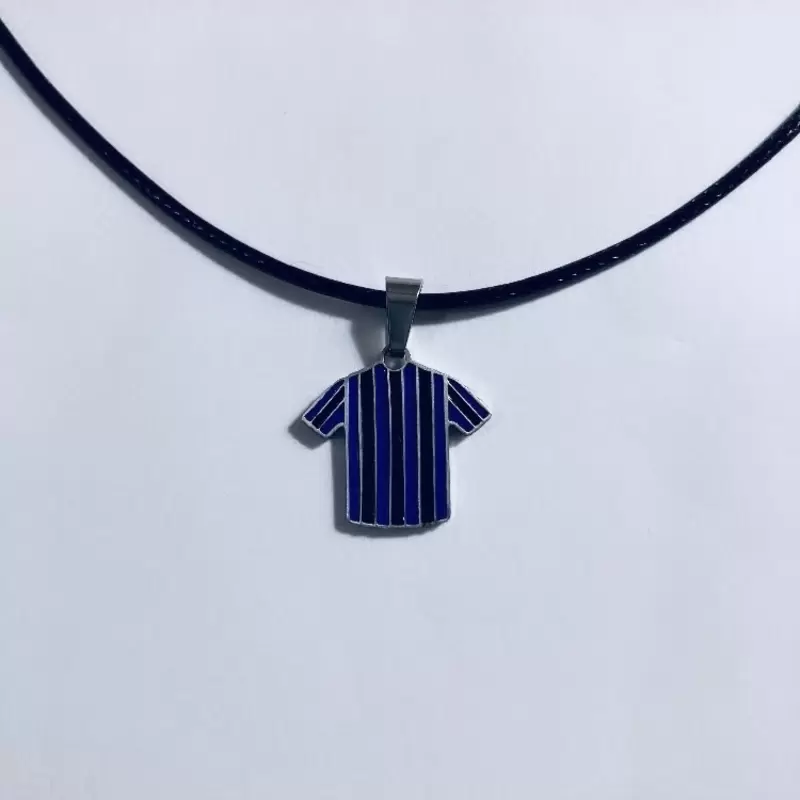 Ciondolo-Charm maglia nero azzurra personalizzabile in acciaio 