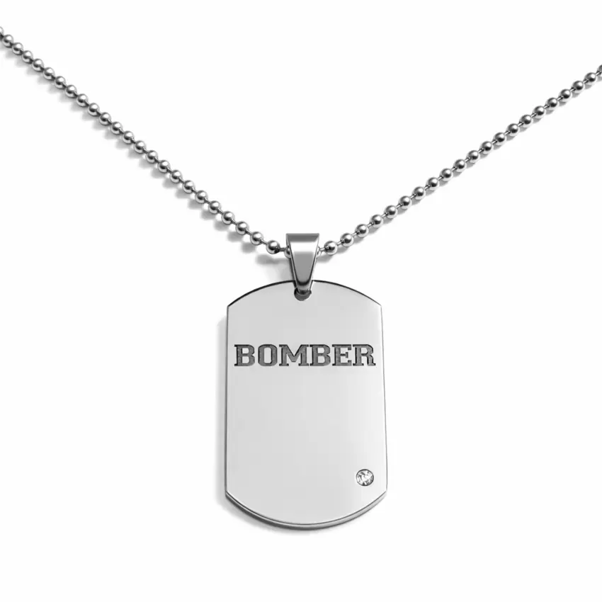 Collar BOMBER con placa de diamantes de acero  