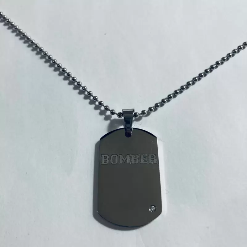 Collana del BOMBER piastrina in acciaio personalizzabile con diamante