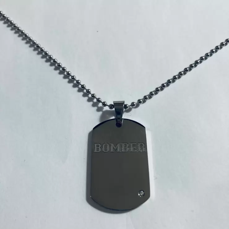 Collana del BOMBER piastrina in acciaio personalizzabile con diamante