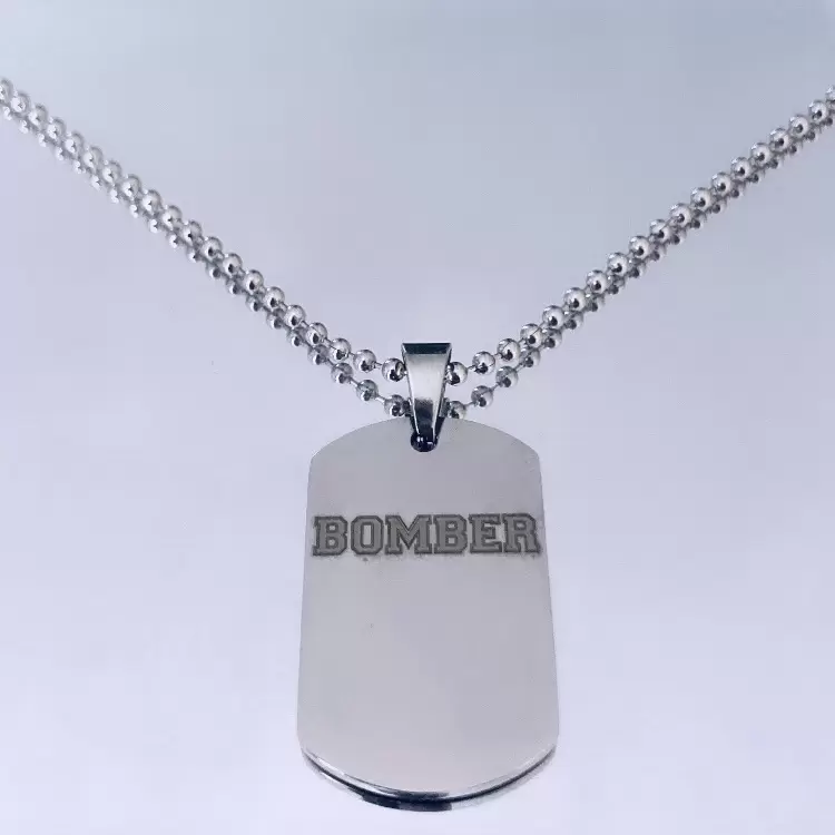 Collana del BOMBER piastrina in acciaio personalizzabile  