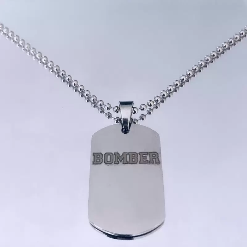 Collana del BOMBER piastrina in acciaio personalizzabile