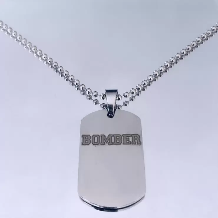 Collana del BOMBER piastrina in acciaio personalizzabile