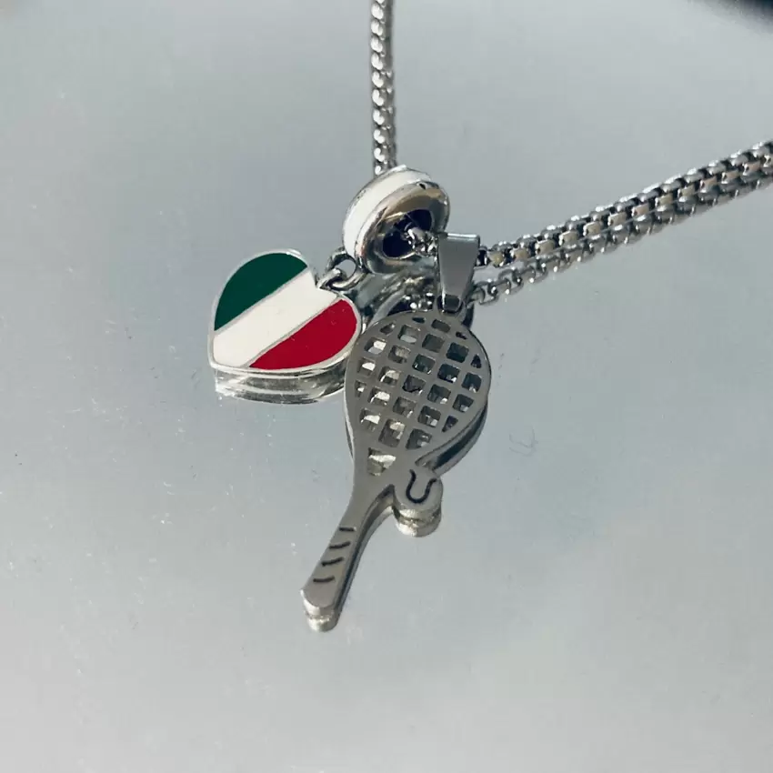  Tennis Italy puts its heart into it  stainless steel necklace with charms  