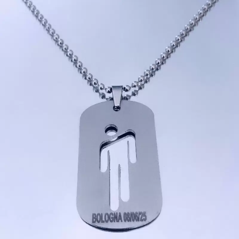 Collana con Piastrina ciondolo traforata Blohsh in acciaio Limited Edition personalizzata Bologna 08/06/2025