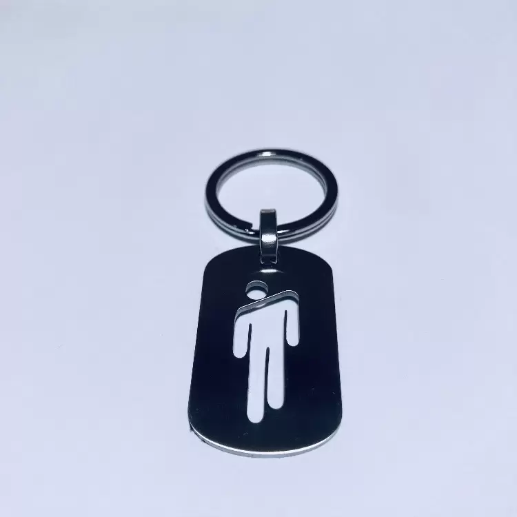 Portachiavi con piastrina Blohsh traforata in acciaio personalizzabile  