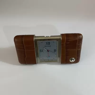 Orologio da viaggio MONTBLANC sveglia in pelle di coccodrillo marrone 