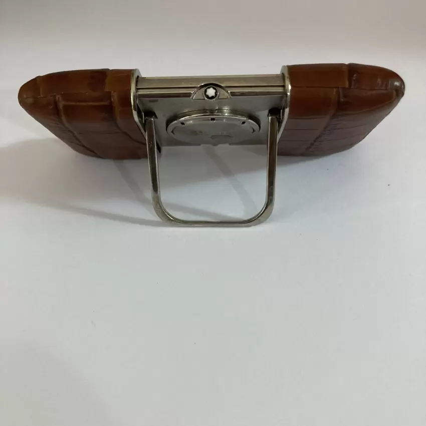 Orologio da viaggio MONTBLANC sveglia in pelle di coccodrillo marrone  