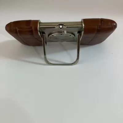 Orologio da viaggio MONTBLANC sveglia in pelle di coccodrillo marrone 