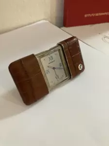 Orologio da viaggio MONTBLANC sveglia in pelle di coccodrillo marrone 