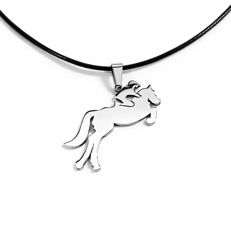Ciondolo fantino a cavallo in acciaio personalizzabile