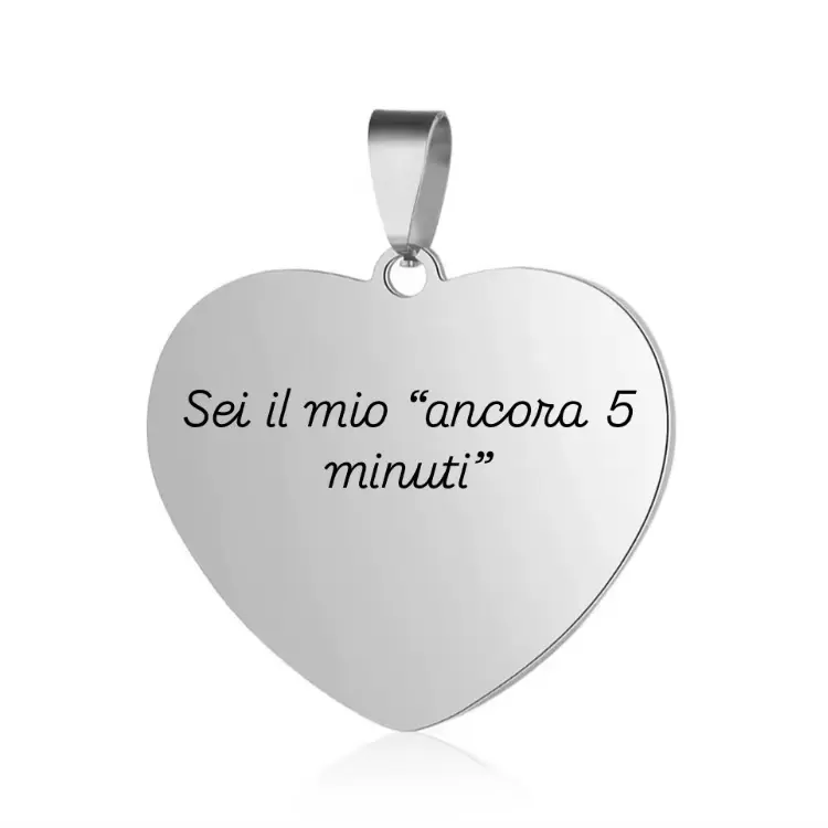 Ciondolo-charm  In Love  SEI IL MIO  ANCORA 5 MINUTI  a forma di cuore in acciaio  