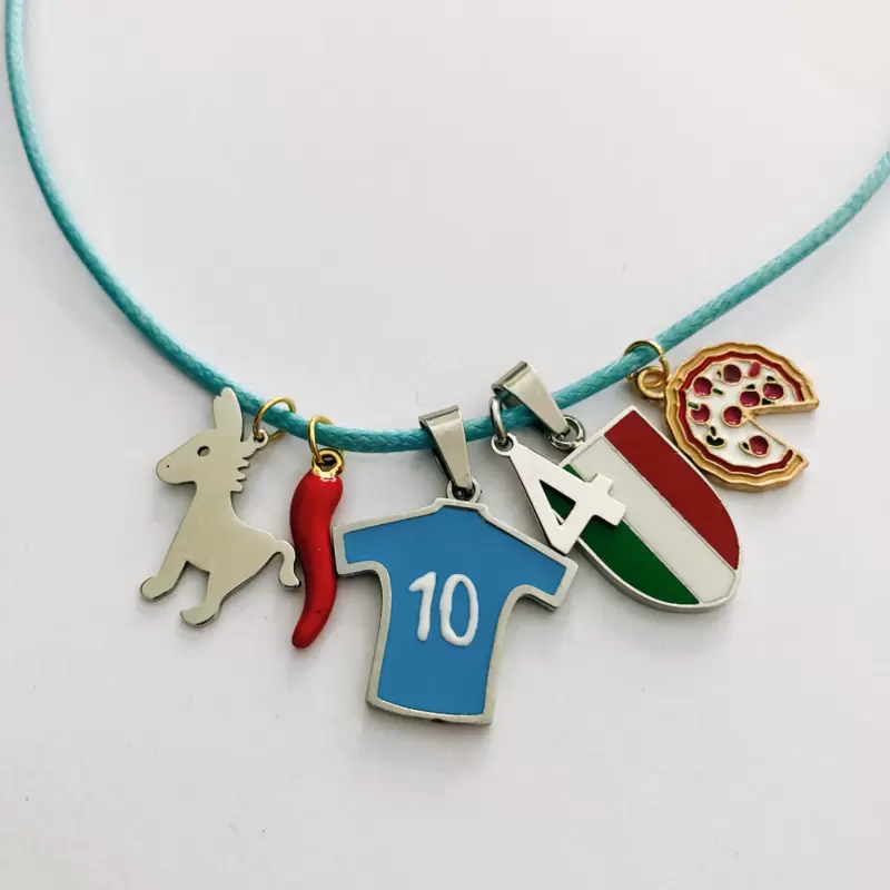 La Collana charms del 4° scudetto,ciuccio,cornetto,pizza,maglia 10