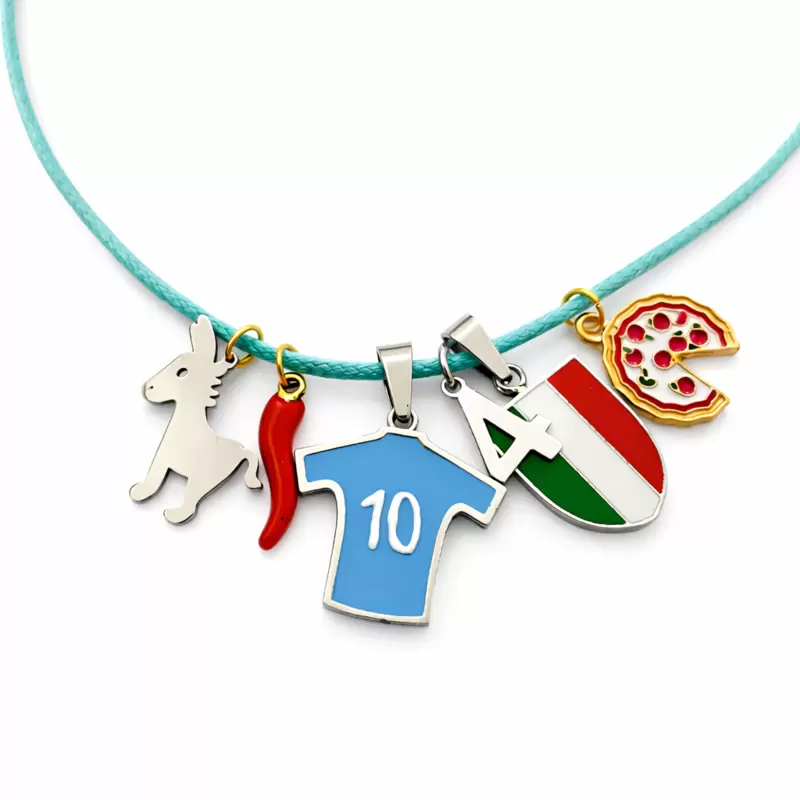 La Collana charms del 4&deg; scudetto,ciuccio,cornetto,pizza,maglia 10