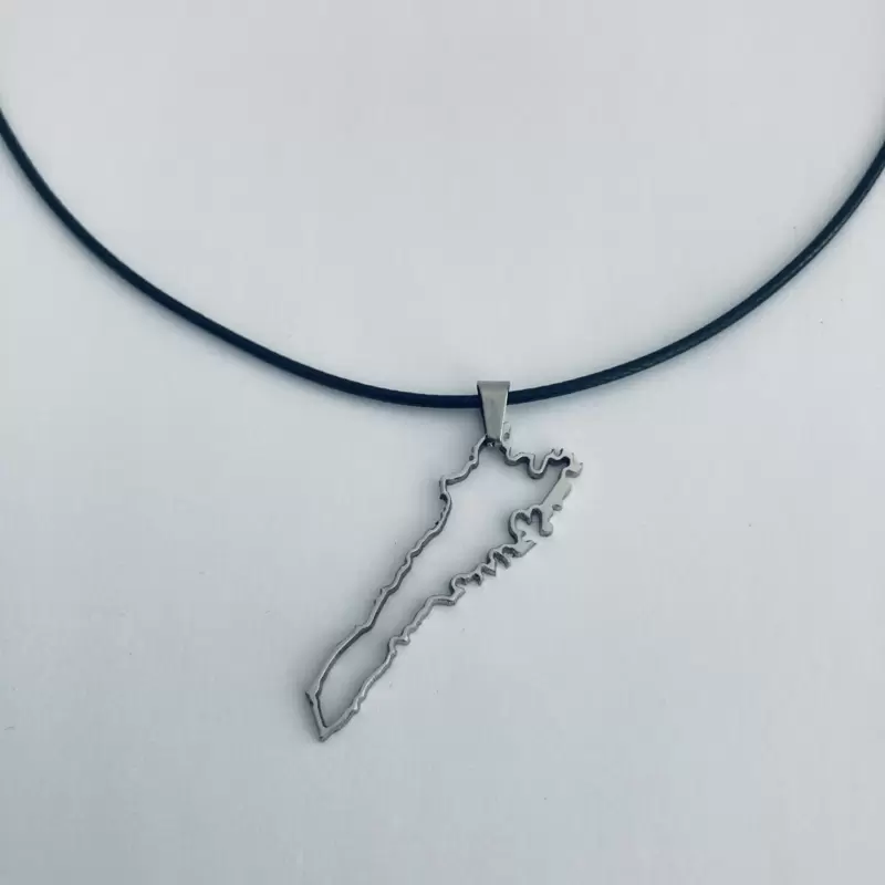 Pendente Lampedusa Island Silhouette em aço