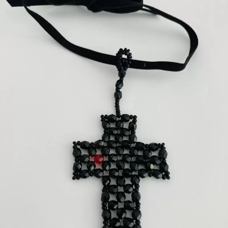 Croce piatta perline Rocailles