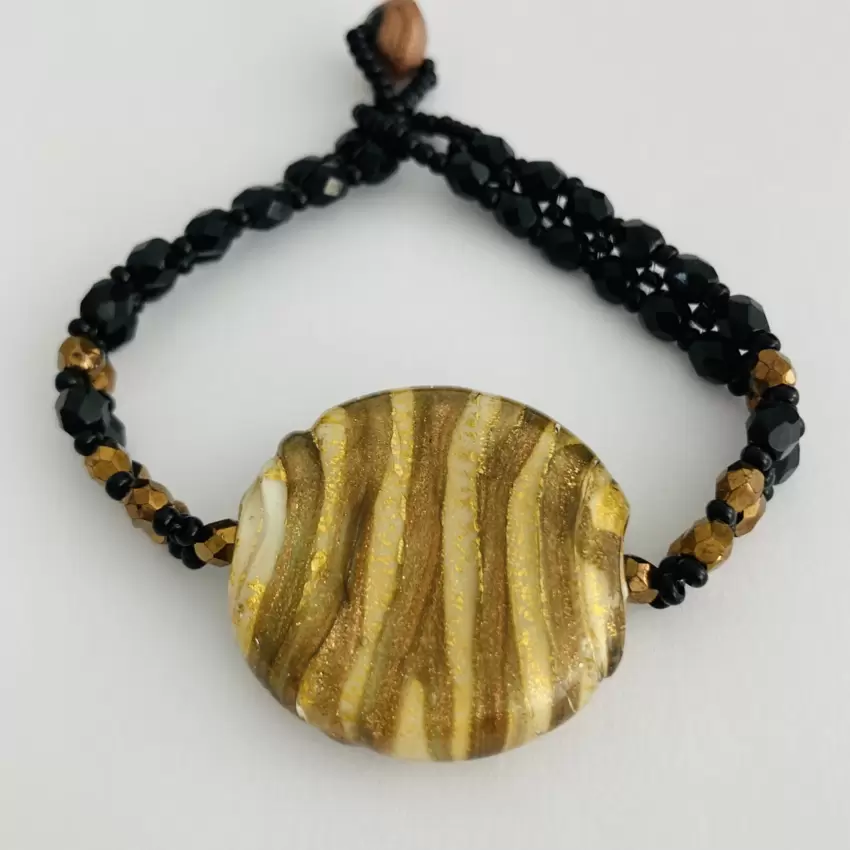 Bracciale con murrina foglia oro striata  