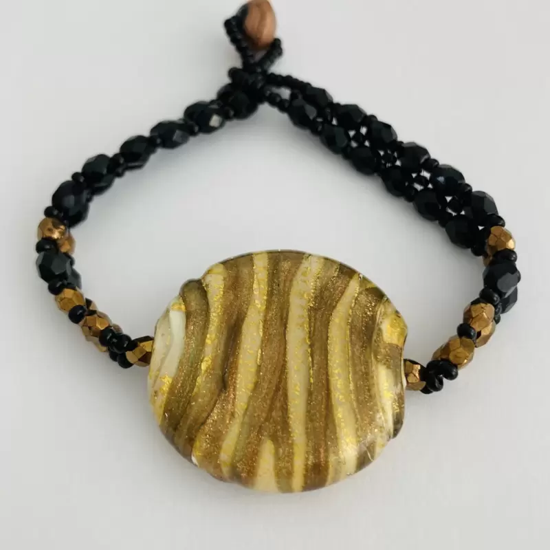 Bracciale con murrina foglia oro striata