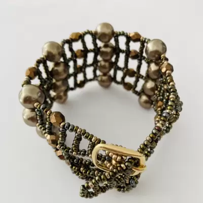 Bracciale Rocailles e cristalli color rame 