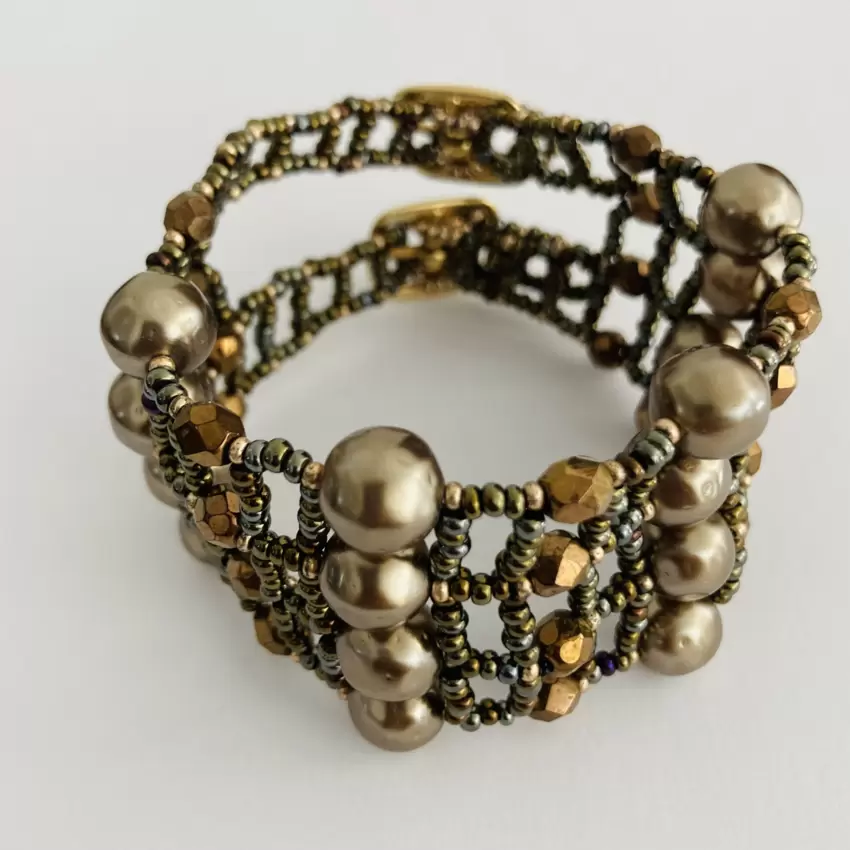 Bracciale Rocailles e cristalli color rame  