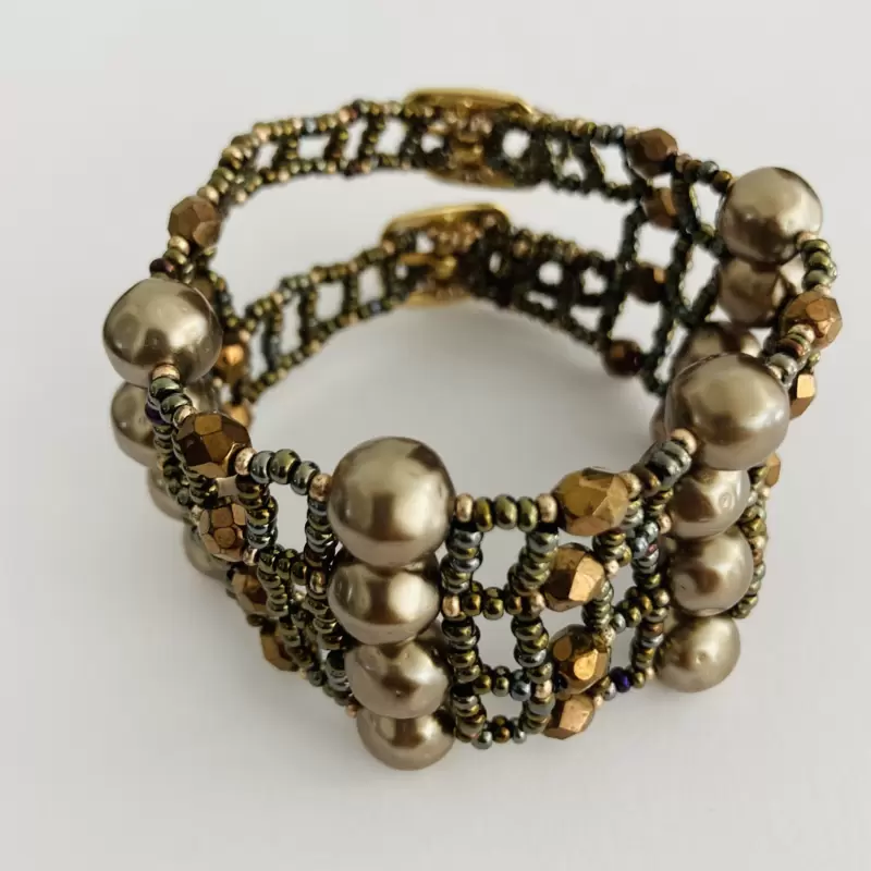 Bracciale Rocailles e cristalli color rame