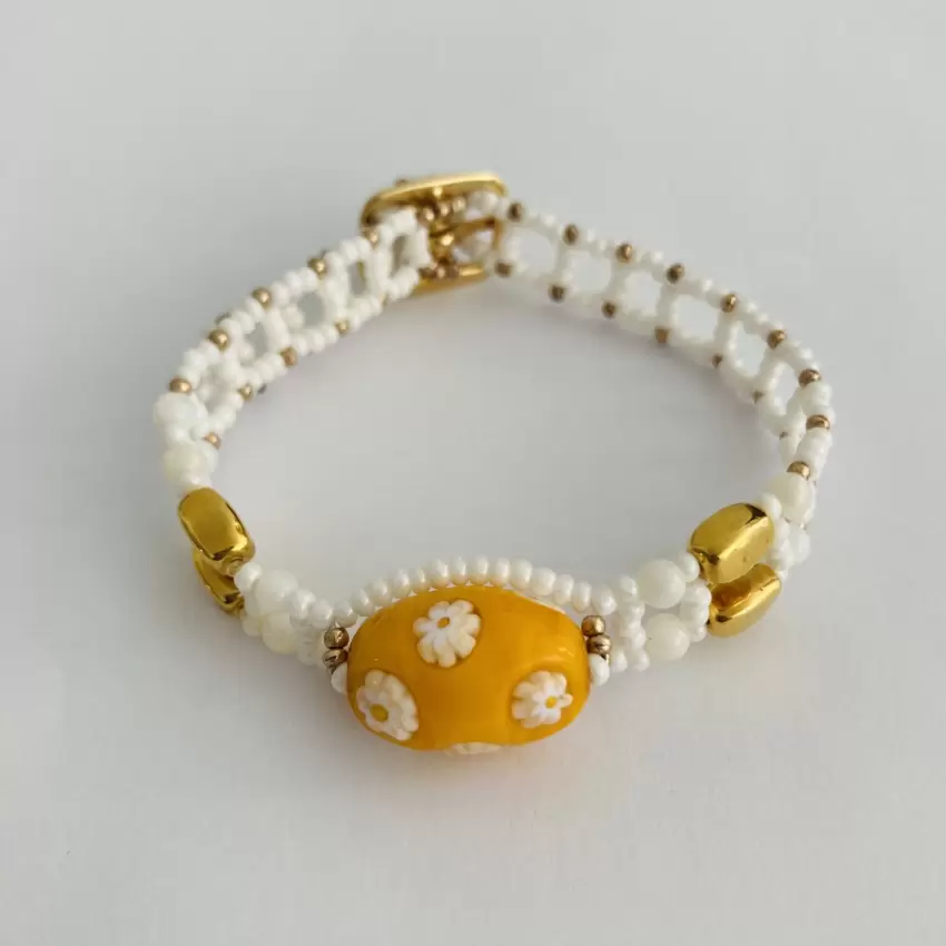 Braccialetto con murrina gialla centrale  