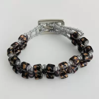 Pulsera murrina a rayas ámbar-negro 