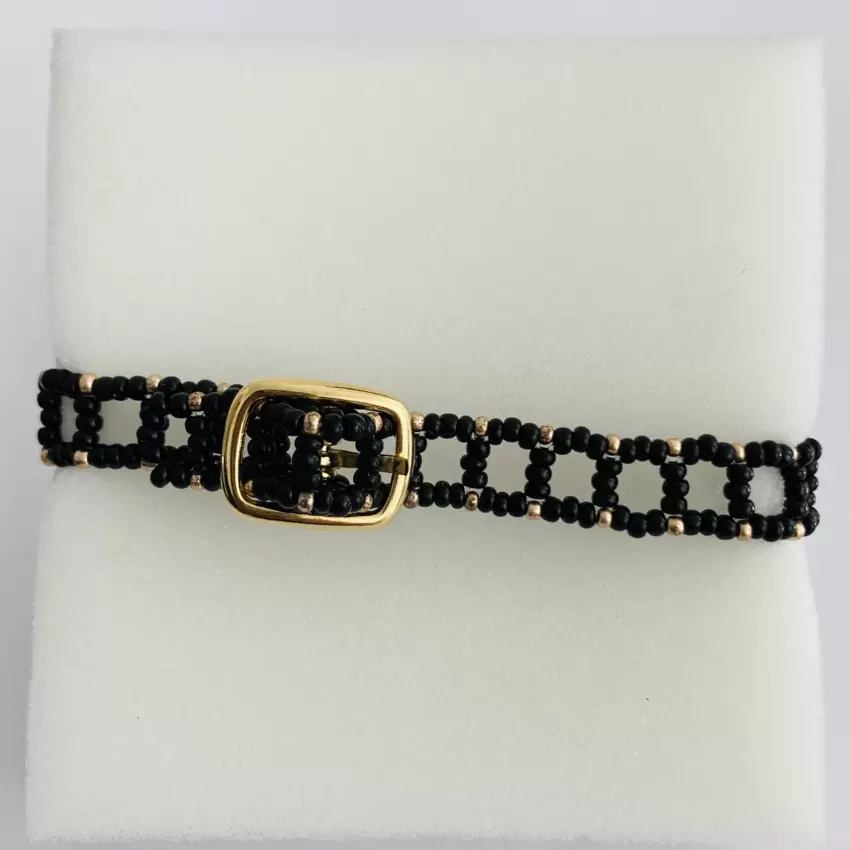 Braccialetto con murrina centrale foglia oro  