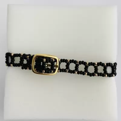 Braccialetto con murrina centrale foglia oro 