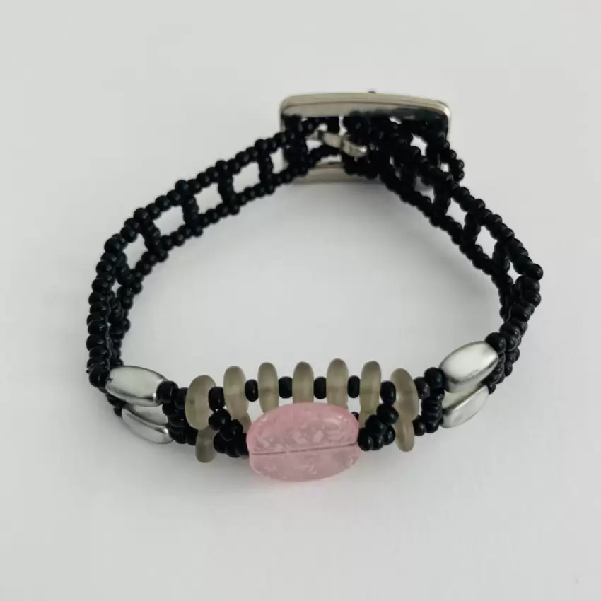 Braccialetto con centrale quarzo rosa  