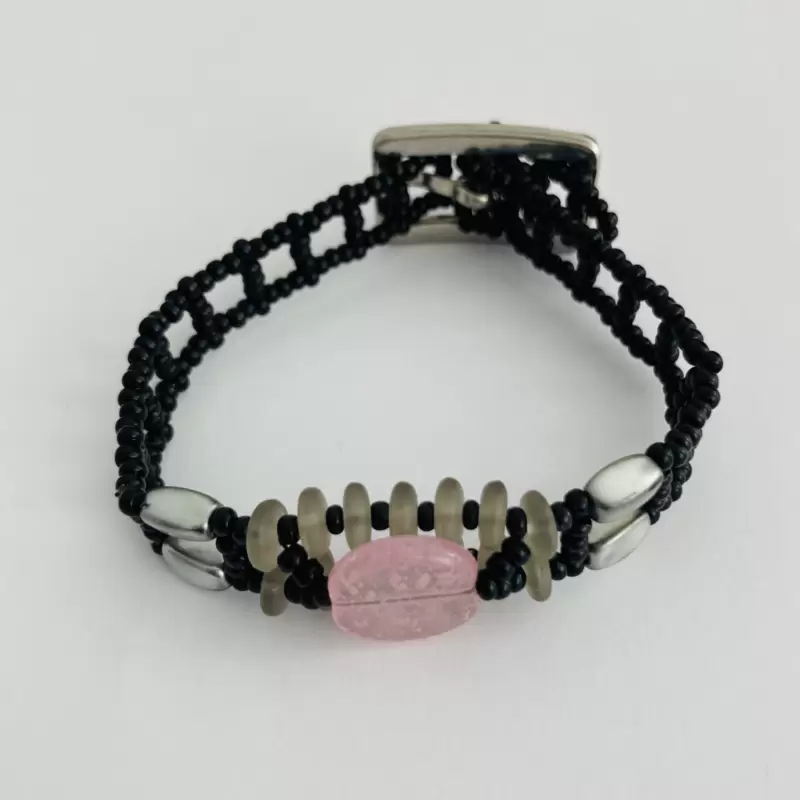 Braccialetto con centrale quarzo rosa