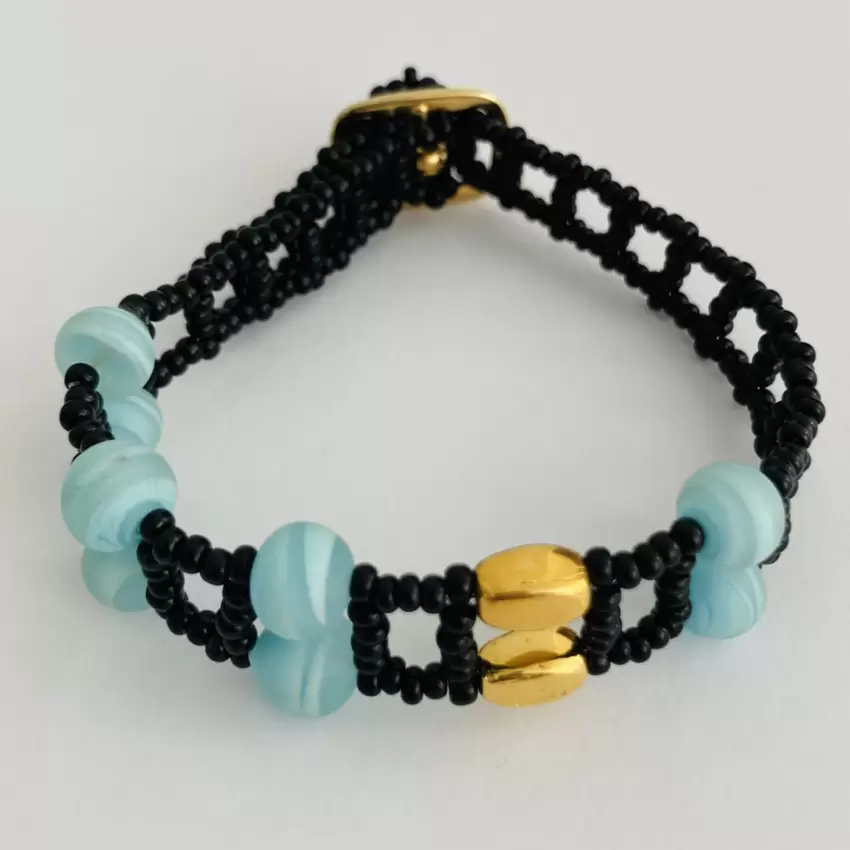 Braccialetto murrine acquamarine striate  