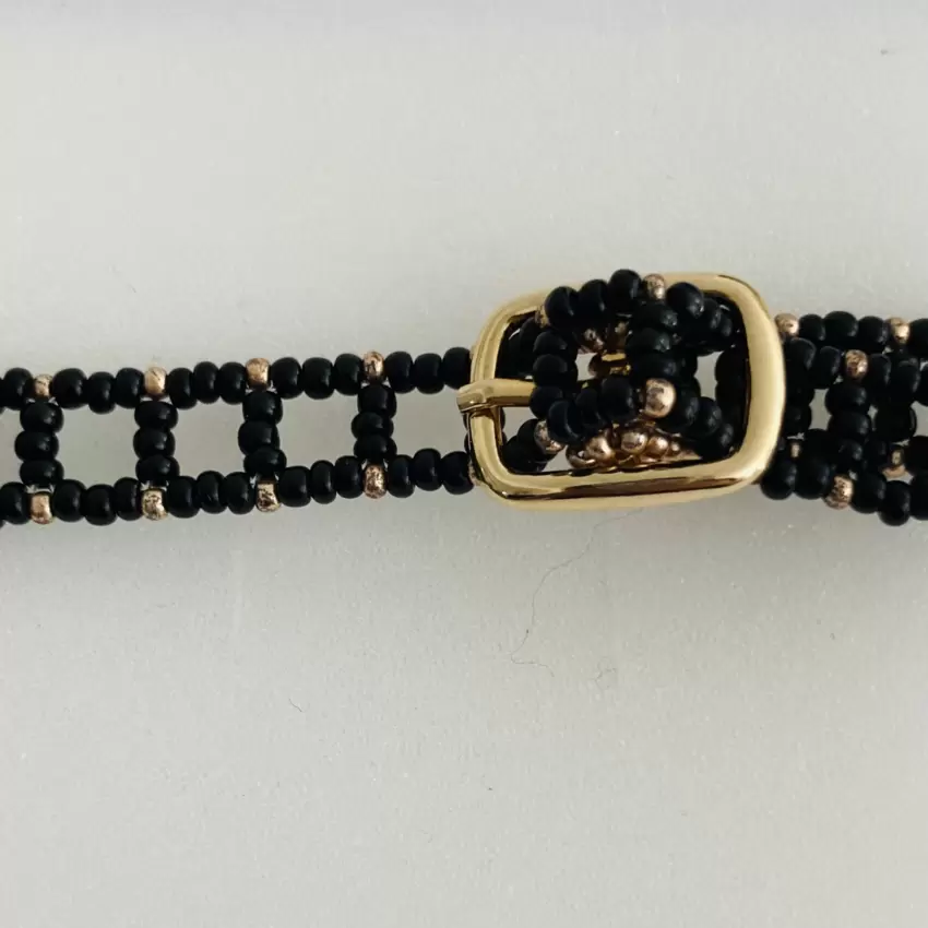 Braccialetto con murrina centrale a cuore foglia oro  