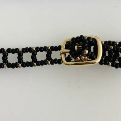 Braccialetto con murrina centrale a cuore foglia oro 