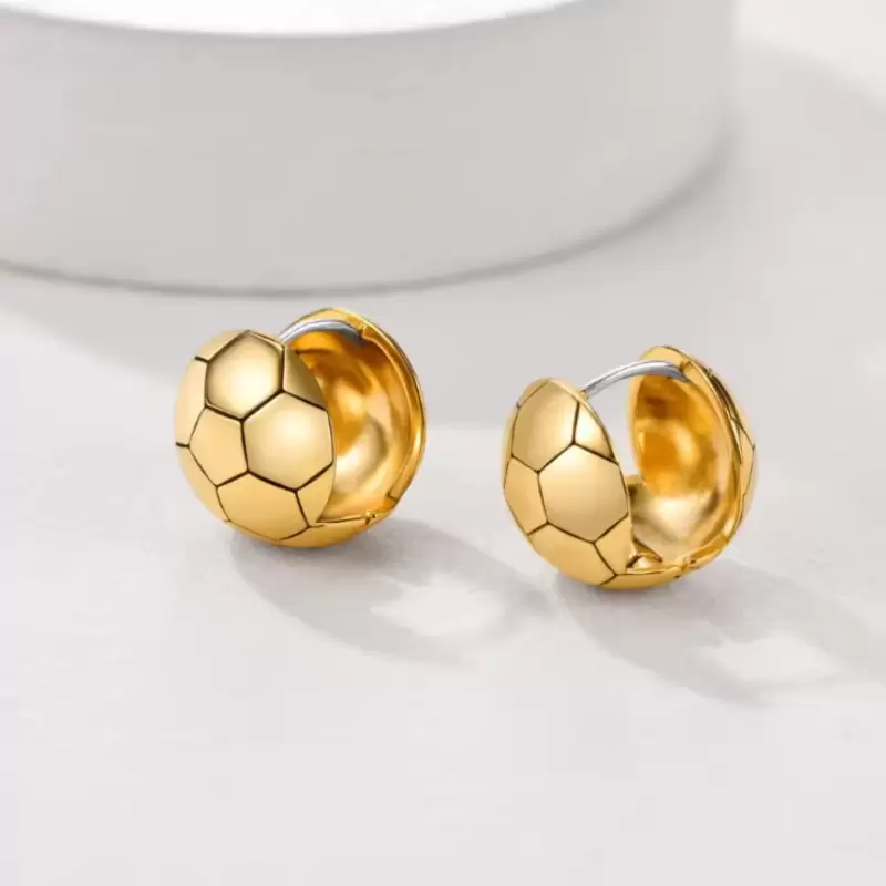 Women's Soccer Jewelry: Customizable gold-plated earrings