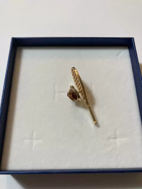Gold plated stainless steel tennis racket jacket pin customizable on handle  