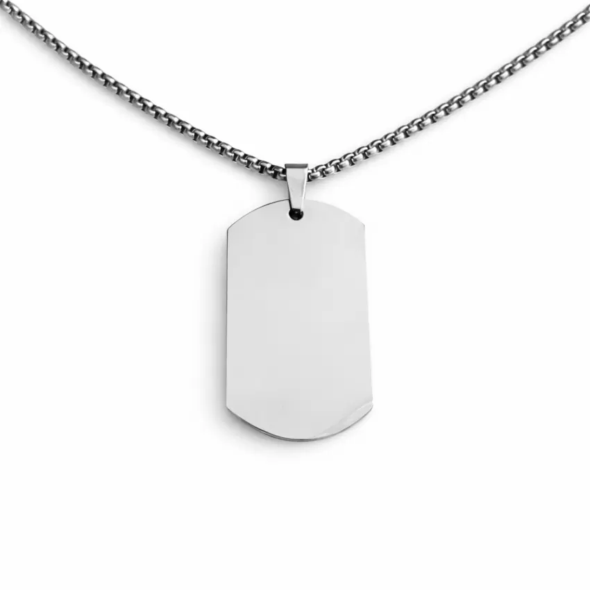 Collana con ciondolo piastrina in acciaio 316L personalizzabile  