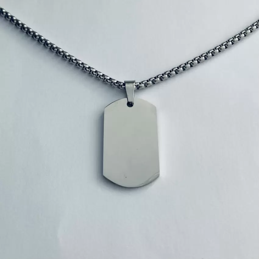 Collana con ciondolo piastrina in acciaio 316L personalizzabile  