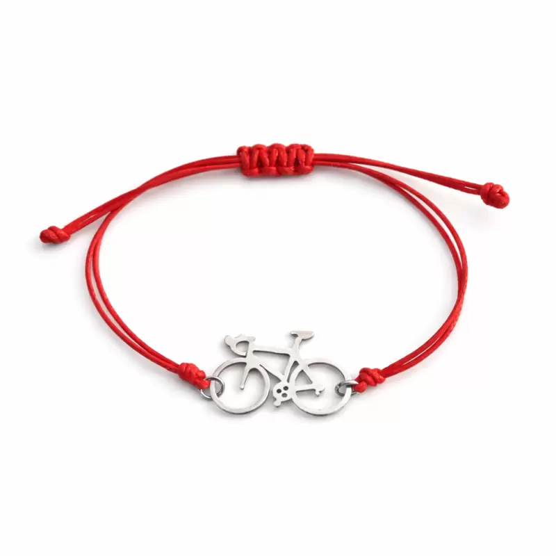 Bracelet de v&eacute;lo de course en acier avec cordon rouge