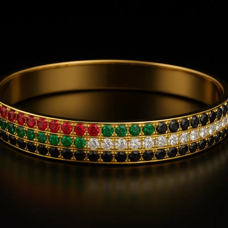 Bracciale rigido in oro giallo 750 bandiera UAE